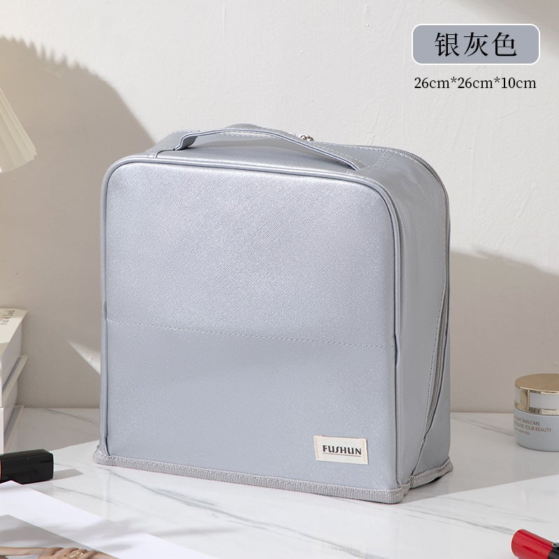 New Style Cosmetic Bag With Large Capacity, Plaid Pattern, Ultra-Light, Wear-Resistant, Can Stand Upright And Can Be Hung On Luggage For Storage - Image 1